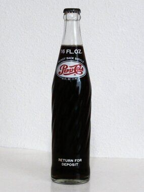 FULL Vintage Pepsi-Cola 16 Oz Sealed, ONE PINT Clear Glass SODA Bottle